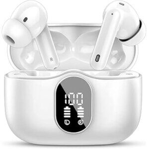 Btootos White A90 Pro True Wireless Earbuds With Case And Charging Cord